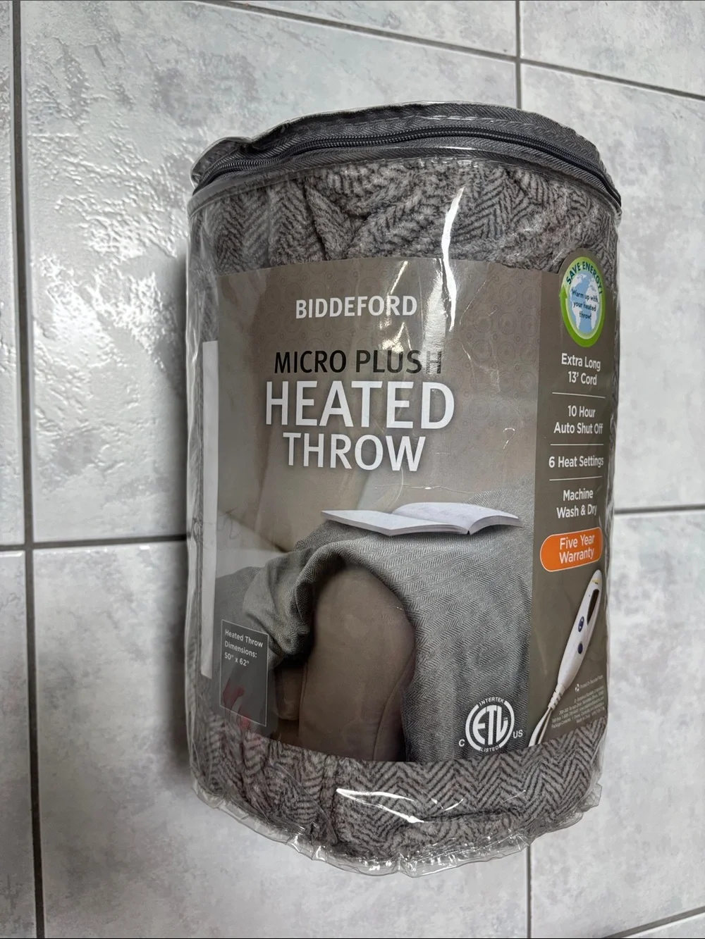 Biddeford MicroPlush Heated Throw Blanket 50x62